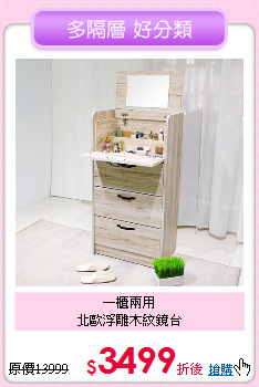 一櫃兩用<BR>北歐浮雕木紋鏡台