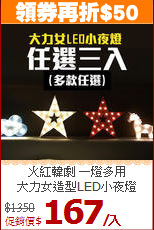 火紅韓劇 一燈多用<BR>
大力女造型LED小夜燈
