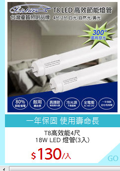 T8高效能4尺
18W LED 燈管(3入)
