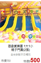 遊戲愛樂園 1大1小<br>
親子門票(2張)