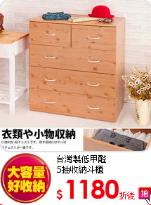 台灣製低甲醛<BR>
5抽收納斗櫃