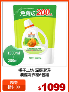 橘子工坊 深層潔淨
濃縮洗衣精6包組