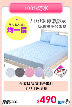 台灣製 吸濕排汗專利<BR>全尺寸保潔墊