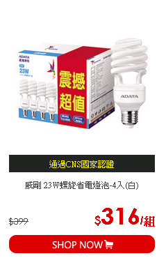 威剛 23W螺旋省電燈泡-4入(白)