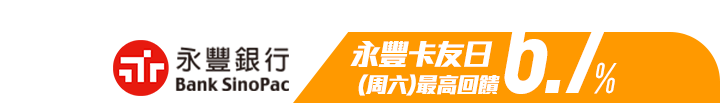 永豐卡友日(周六)最高回饋6.7%