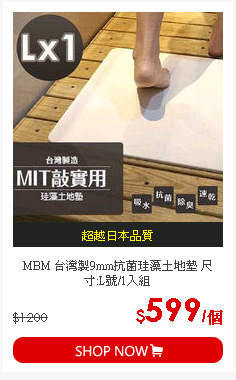 MBM 台灣製9mm抗菌珪藻土地墊 尺寸:L號/1入組