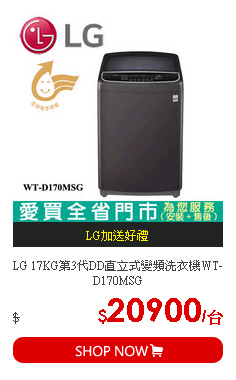 LG 17KG第3代DD直立式變頻洗衣機WT-D170MSG