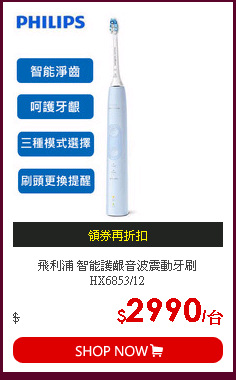 飛利浦 智能護齦音波震動牙刷HX6853/12