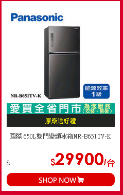 國際 650L雙門變頻冰箱NR-B651TV-K