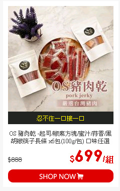 OS 豬肉乾 -起司/椒麻方塊/蜜汁/蒜香/黑胡椒筷子長條 x6包(100g/包) 口味任選