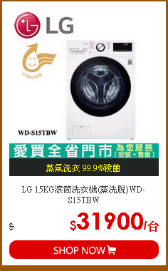 LG 15KG滾筒洗衣機(蒸洗脫)WD-S15TBW