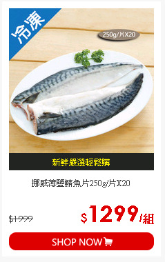 挪威薄鹽鯖魚片250g/片X20