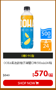OOHA氣泡飲柚子海鹽口味500mlx24/箱