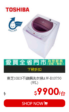 東芝10KG不鏽鋼洗衣機AW-B1075G(WL)