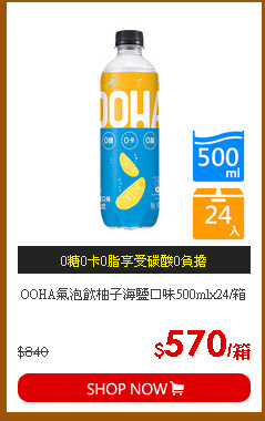 OOHA氣泡飲柚子海鹽口味500mlx24/箱