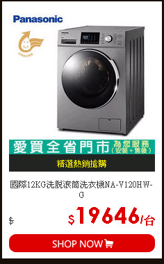 國際12KG洗脫滾筒洗衣機NA-V120HW-G