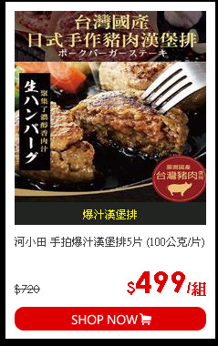 河小田 手拍爆汁漢堡排5片 (100公克/片)