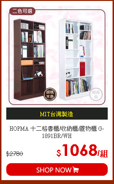 HOPMA 十二格書櫃/收納櫃/置物櫃 G-1891BR/WH
