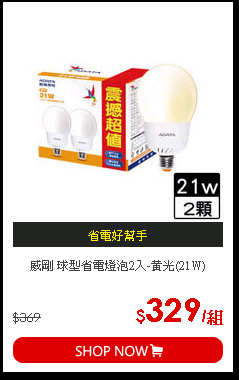 威剛 球型省電燈泡2入-黃光(21W)
