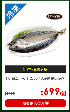 NG 鯖魚一夜干 200g~450g/包 約6kg/箱