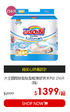 大王國際版黏貼型輕薄舒爽系列S 256片(箱)