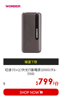 旺德 PD+QC快充行動電源(20000)WA-P09B