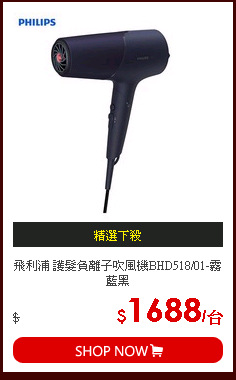 飛利浦 護髮負離子吹風機BHD518/01-霧藍黑