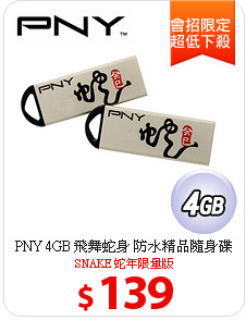 PNY 4GB 飛舞蛇身 防水精品隨身碟